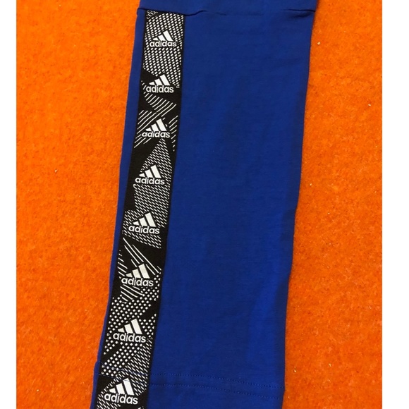 Adidas royal blue leggings with logo band on calves NWT - Picture 3 of 8